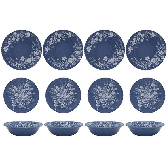 The Pioneer Woman 12-Piece Daisy Bamboo Melamine Dinnerware Set, Blue - Picture 5 of 7